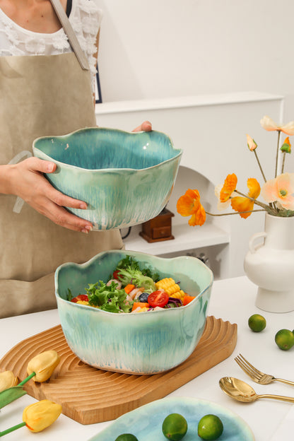 2 pcs Organic Deep Bowl- Aqua Blue