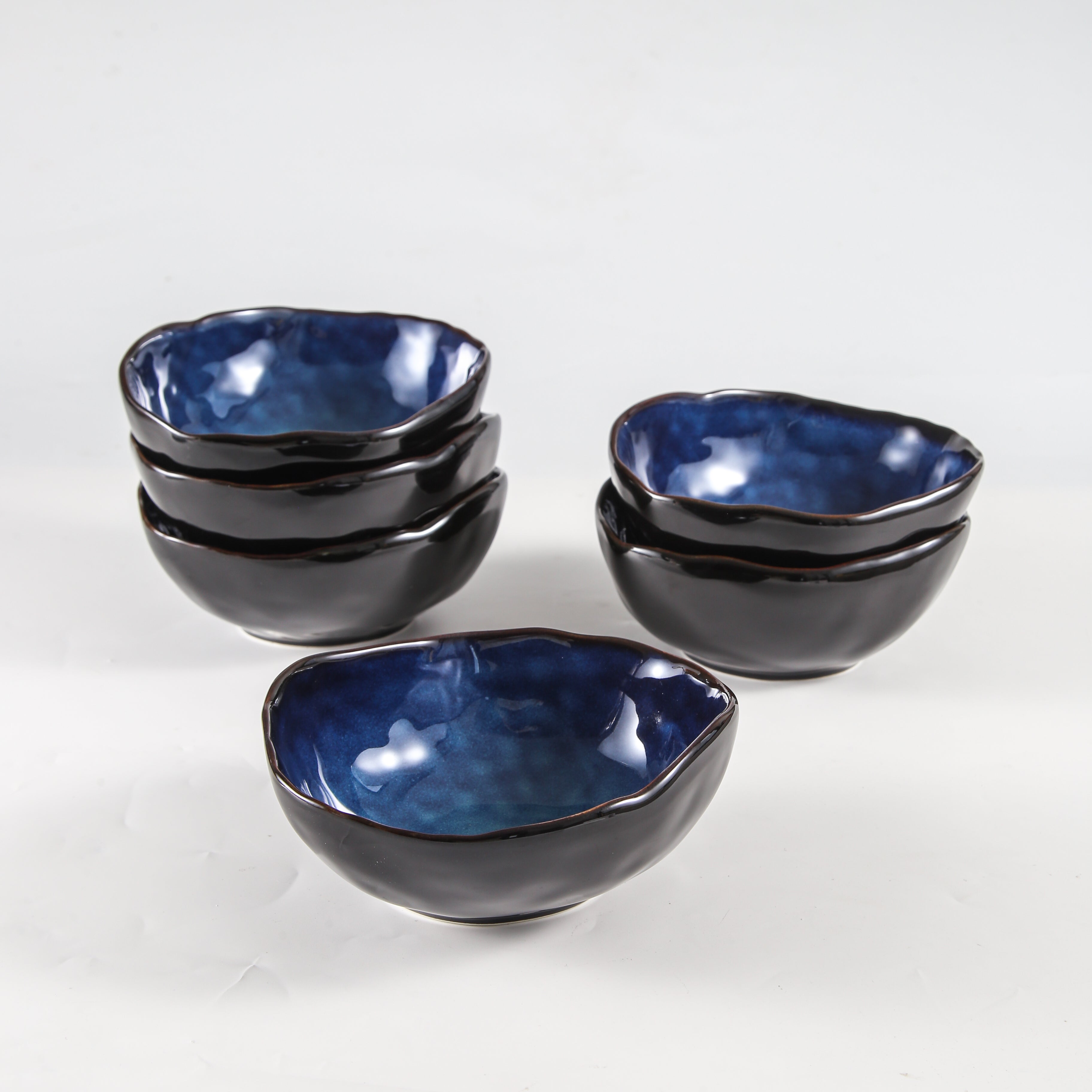 6-Piece Ocean Blue Porcelain  Bowl Set