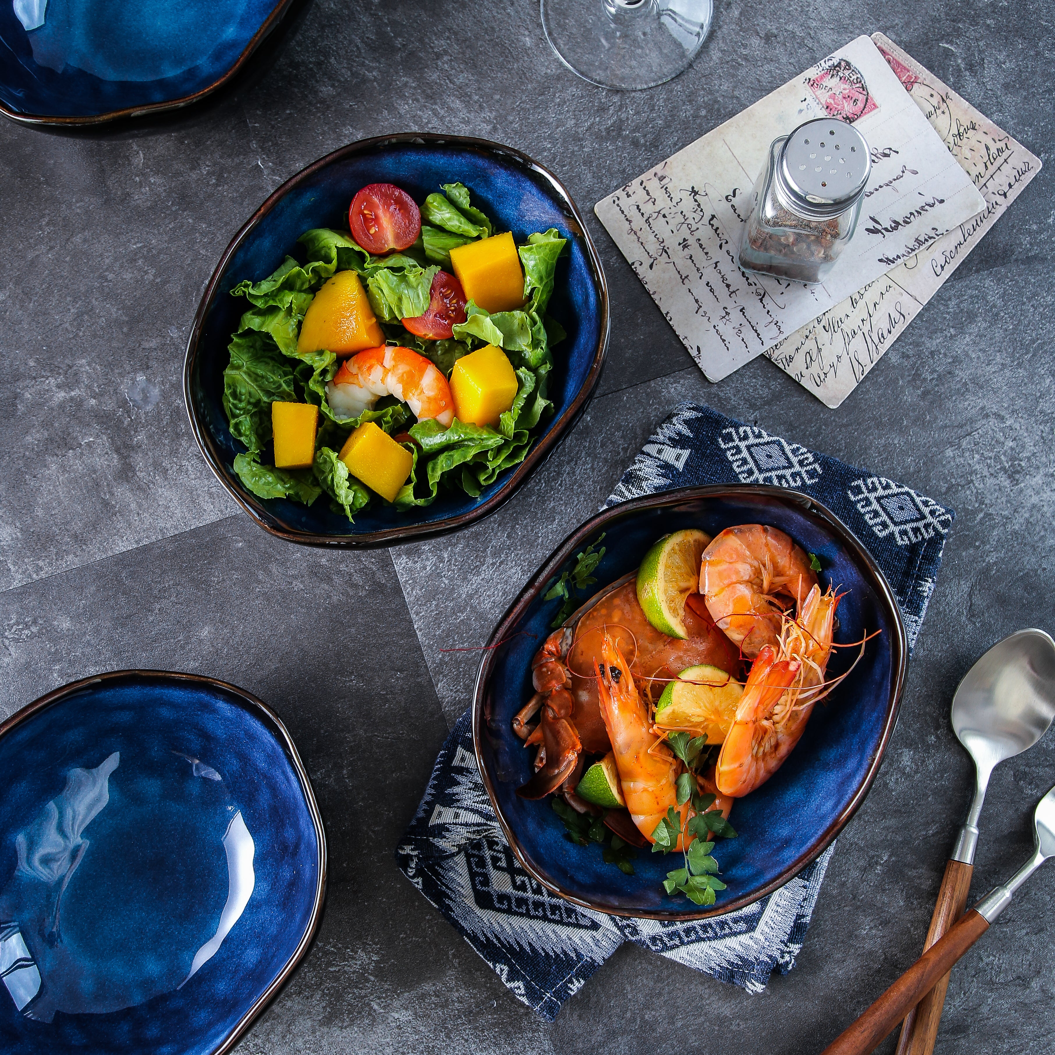 6-Piece Ocean Blue Porcelain  Bowl Set