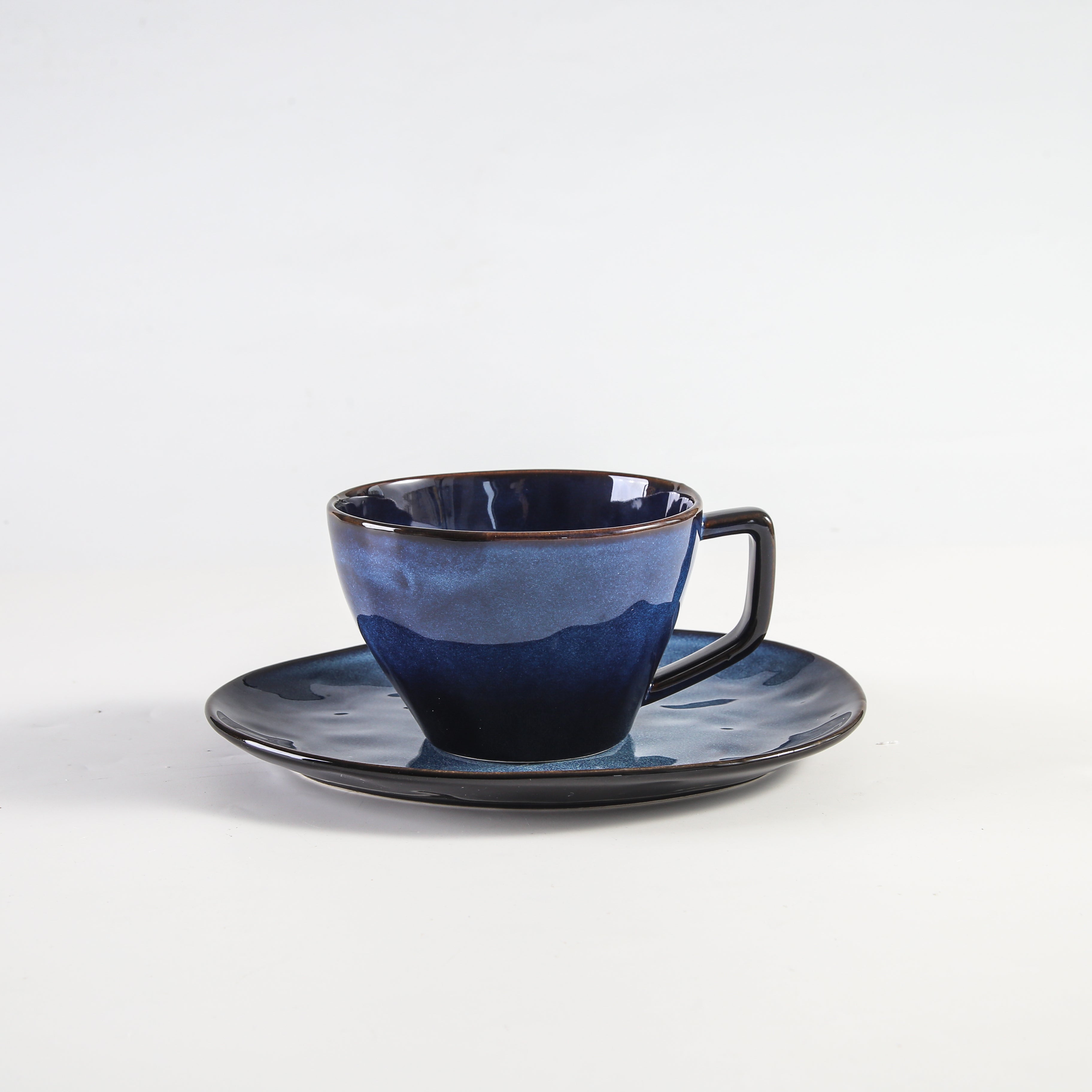 Ocean Blue Porcelain Cup and Saucer Set