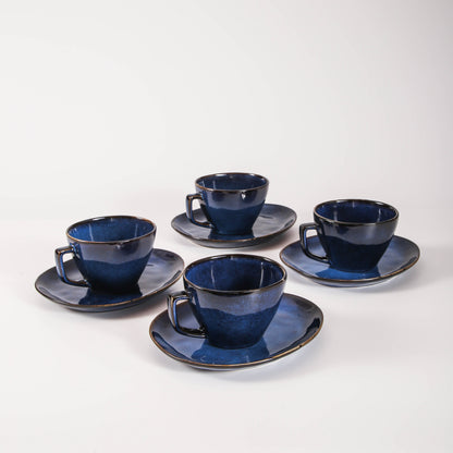 8-Piece Large Cup & Saucer Set-Ocean Blue