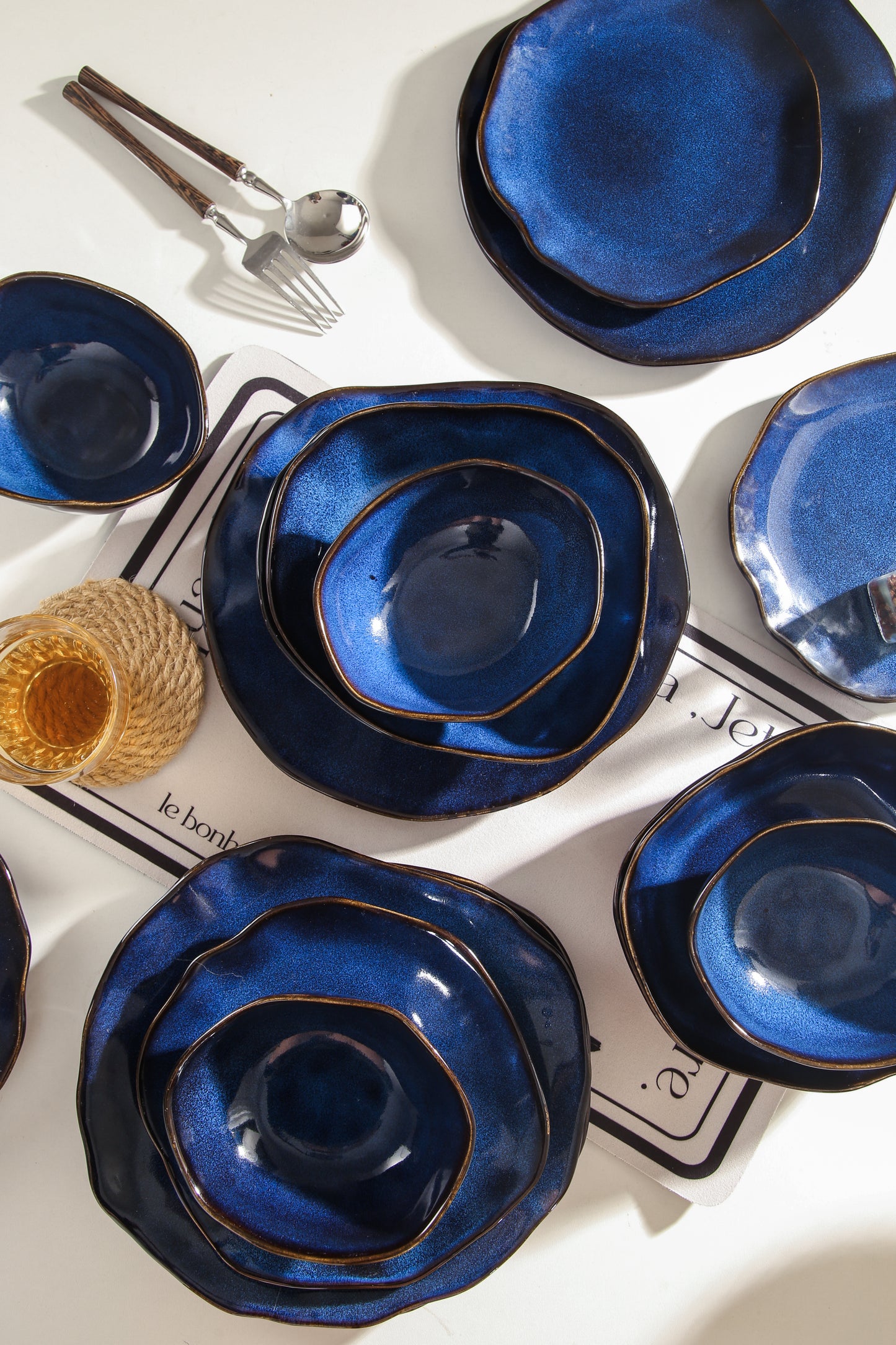 Ocean Blue 16-Piece Organic Dinnerware Set