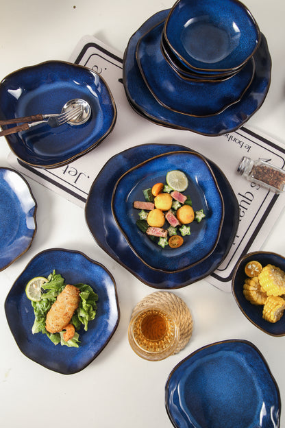 Ocean Blue 16-Piece Organic Dinnerware Set