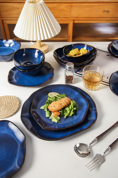 Ocean Blue 16-Piece Organic Dinnerware Set