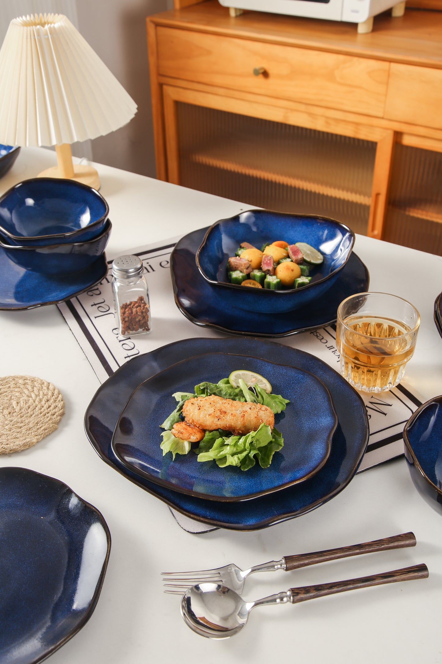 Ocean Blue 16-Piece Organic Dinnerware Set