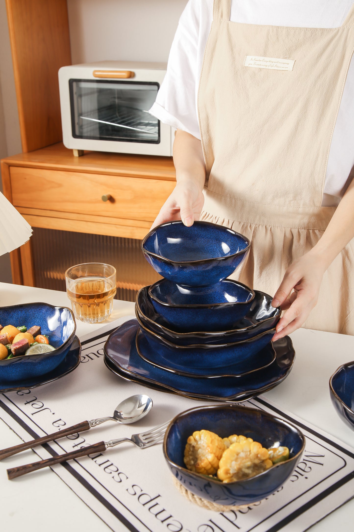 Ocean Blue 16-Piece Organic Dinnerware Set