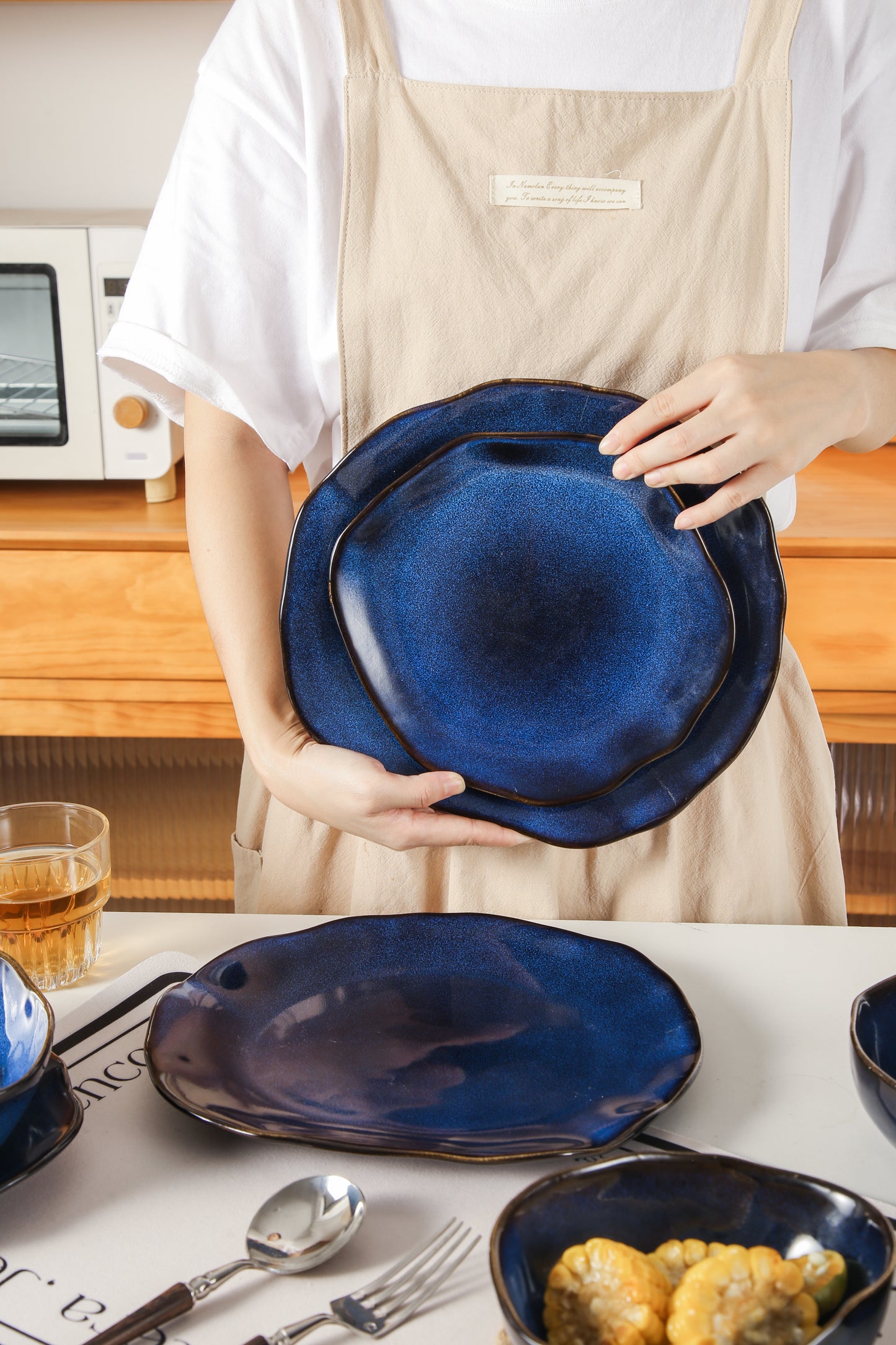 Ocean Blue 16-Piece Organic Dinnerware Set