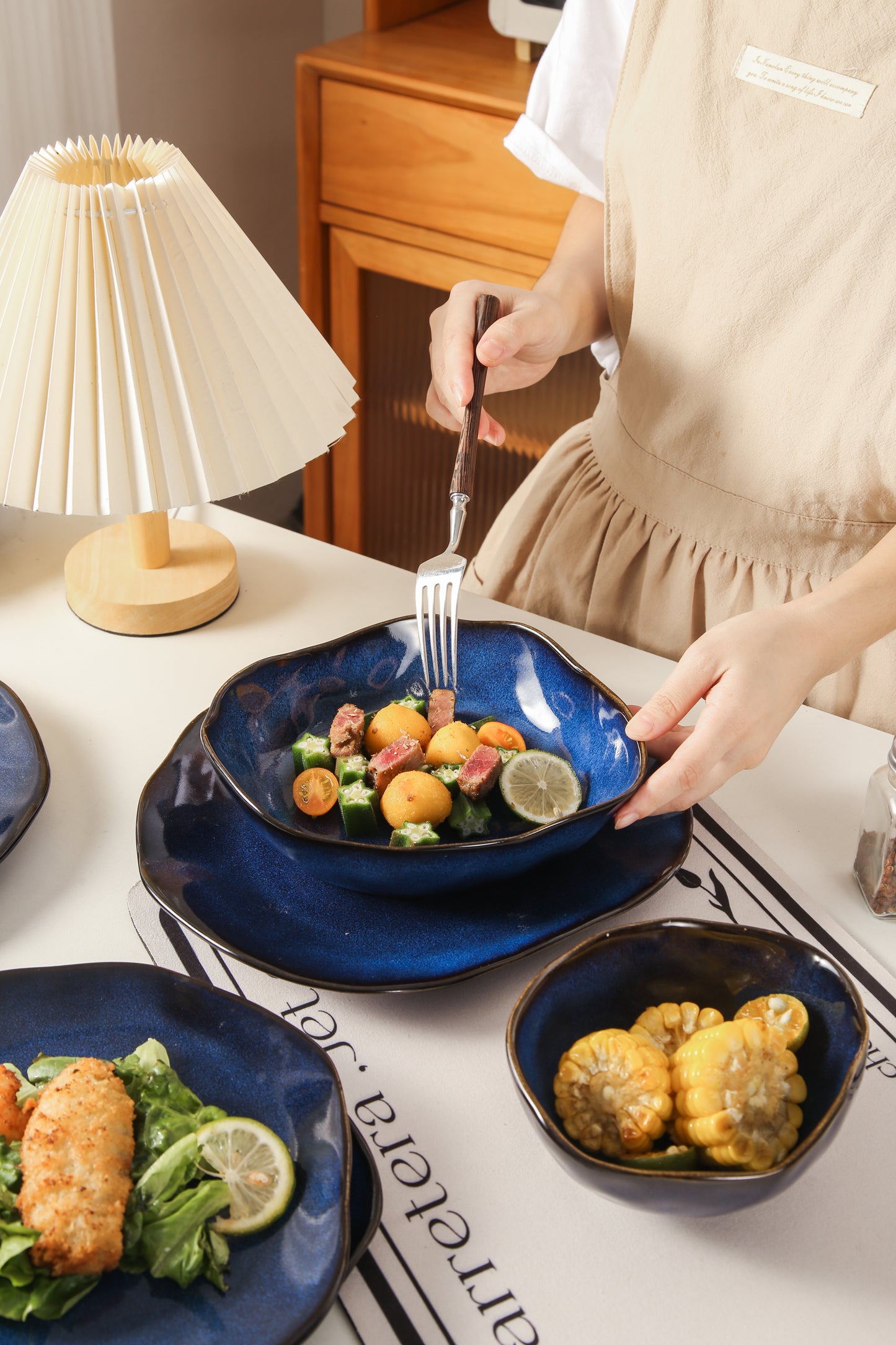 Ocean Blue 16-Piece Organic Dinnerware Set