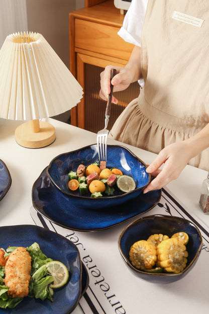 Ocean Blue 16-Piece Organic Dinnerware Set
