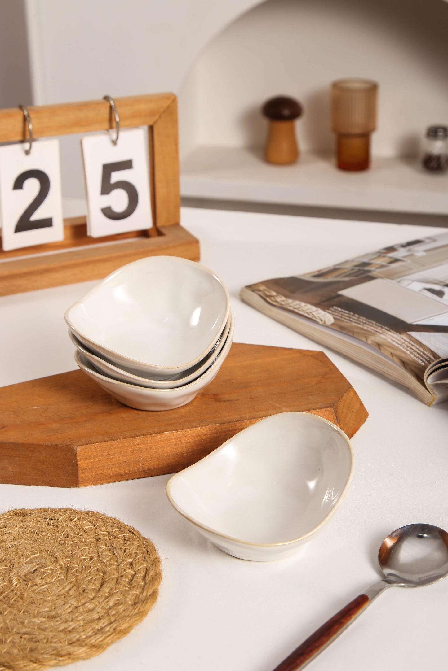 4-Piece Dipping Dish Set-Pearl White