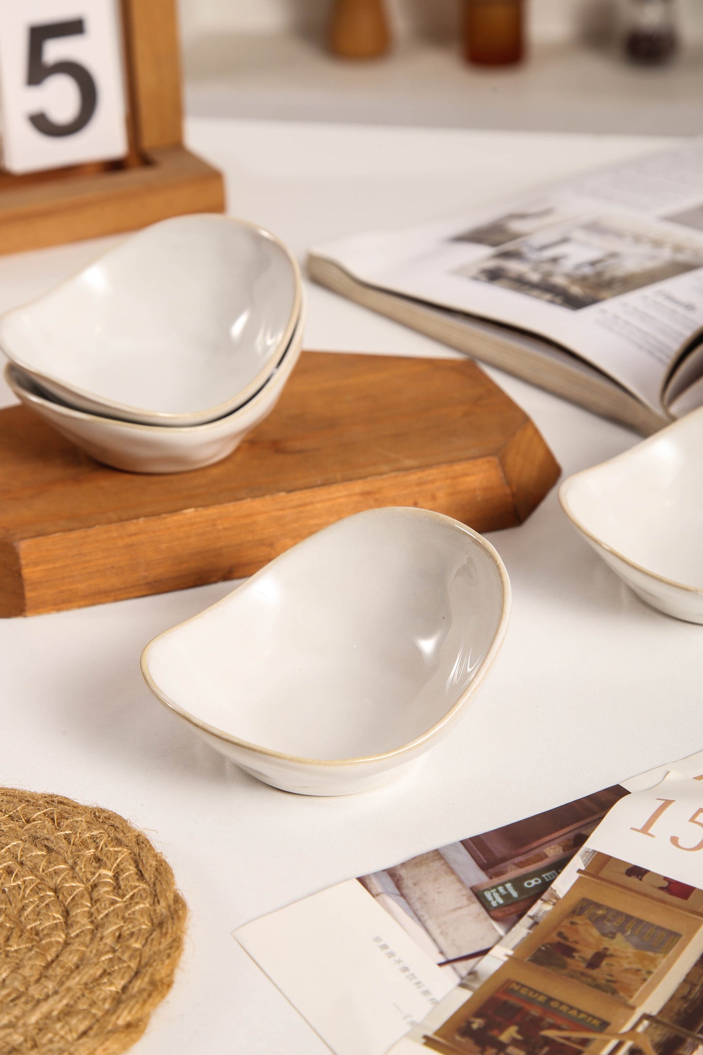 4-Piece Dipping Dish Set-Pearl White