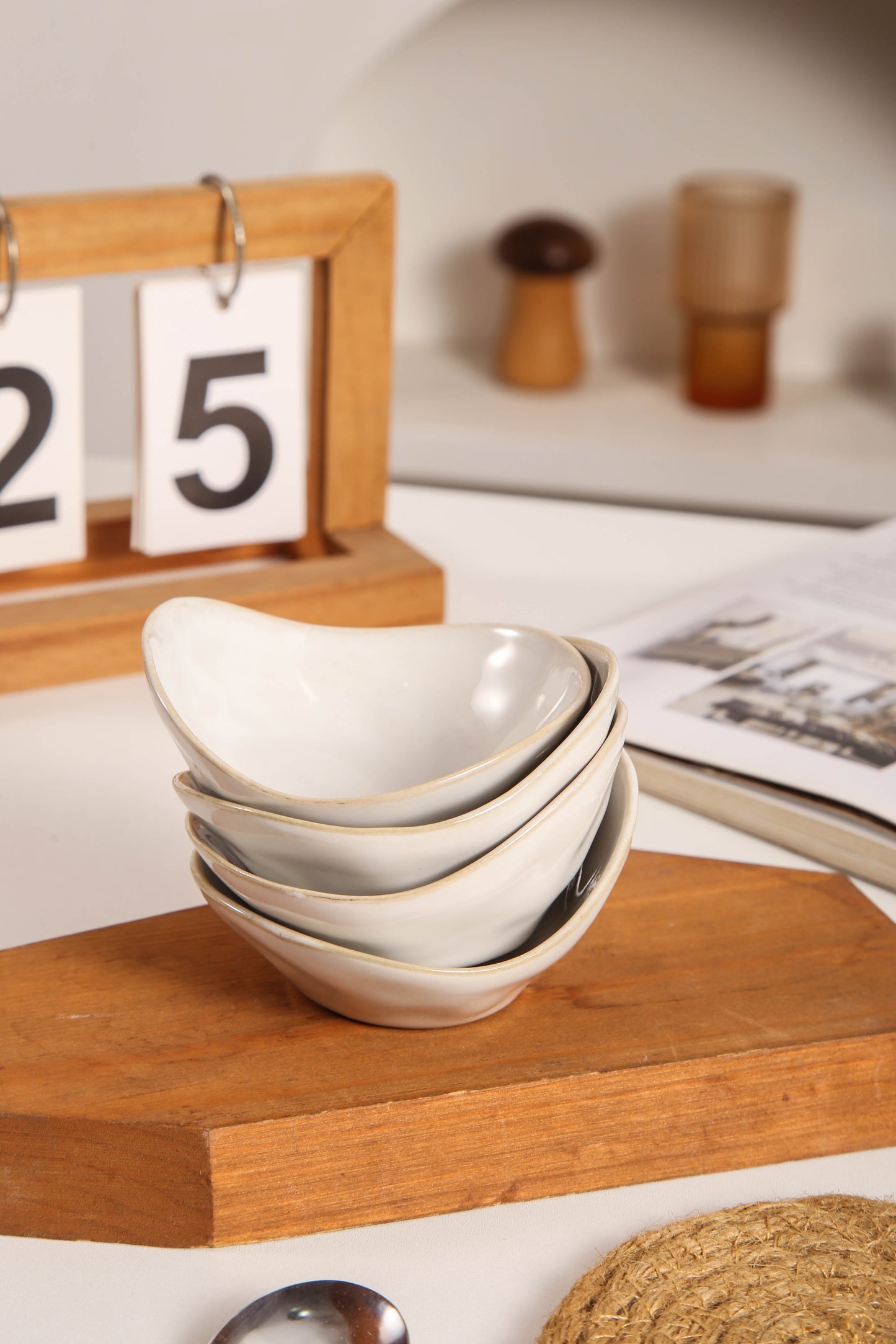 4-Piece Dipping Dish Set-Pearl White