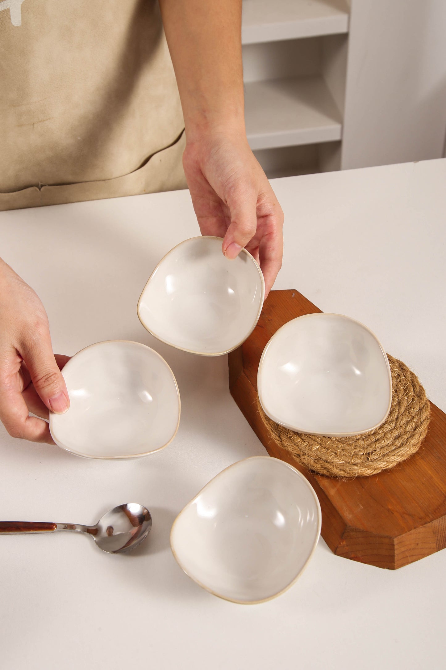 4-Piece Dipping Dish Set-Pearl White