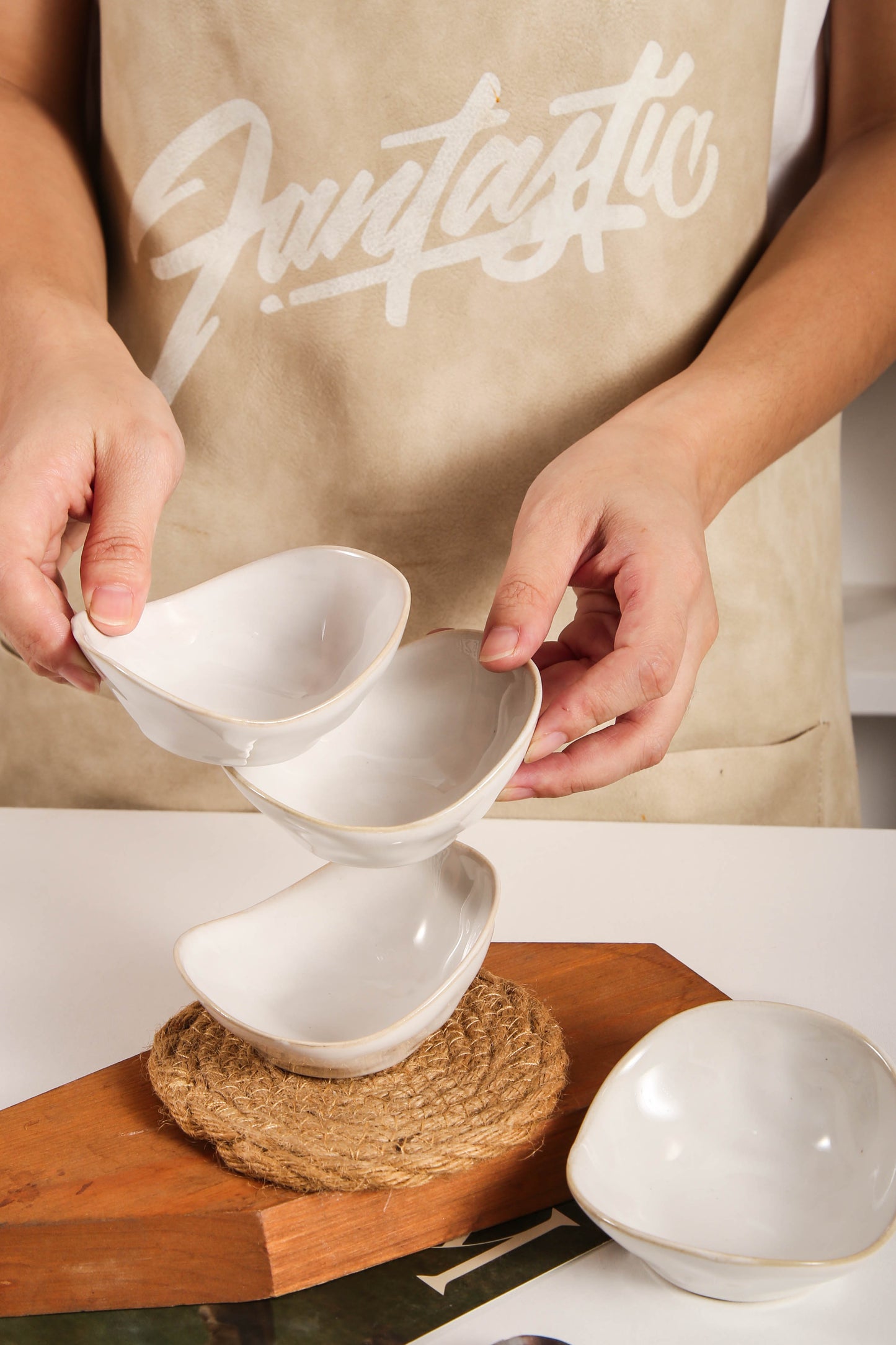4-Piece Dipping Dish Set-Pearl White