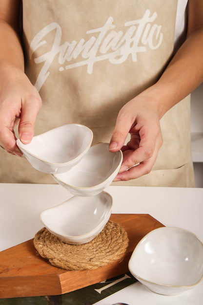 4-Piece Dipping Dish Set-Pearl White