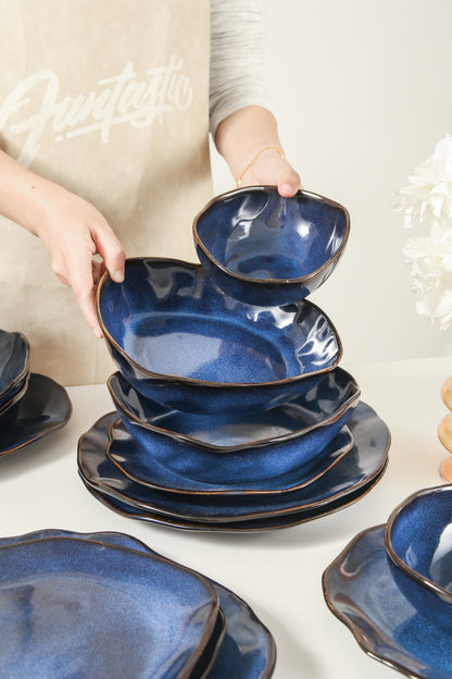 16-Piece Stoneware Set- Ocean Blue