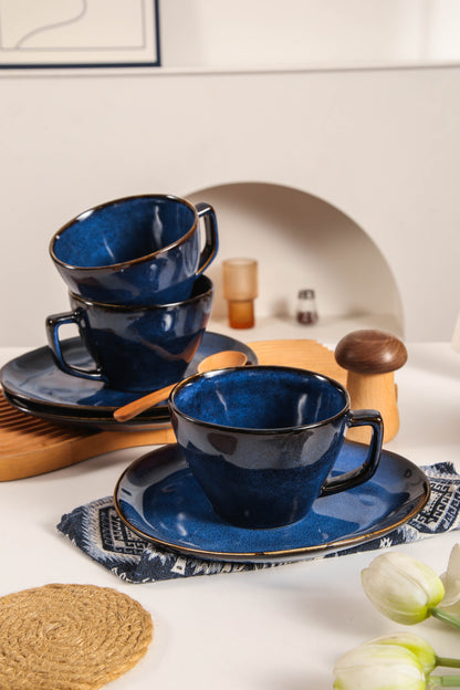 8-Piece Large Cup & Saucer Set-Ocean Blue