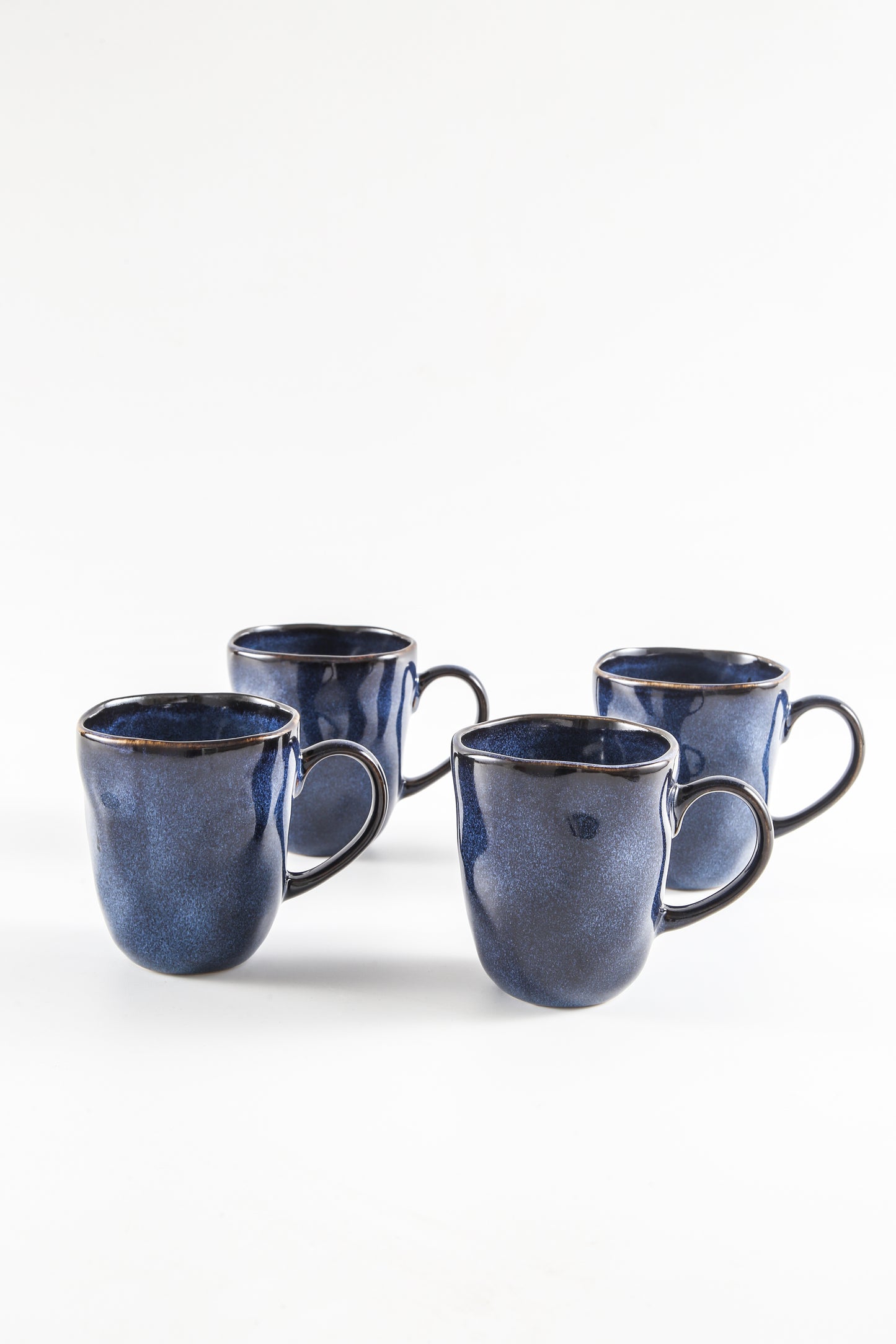 4-Piece Stoneware Mug Set in Ocean Blue