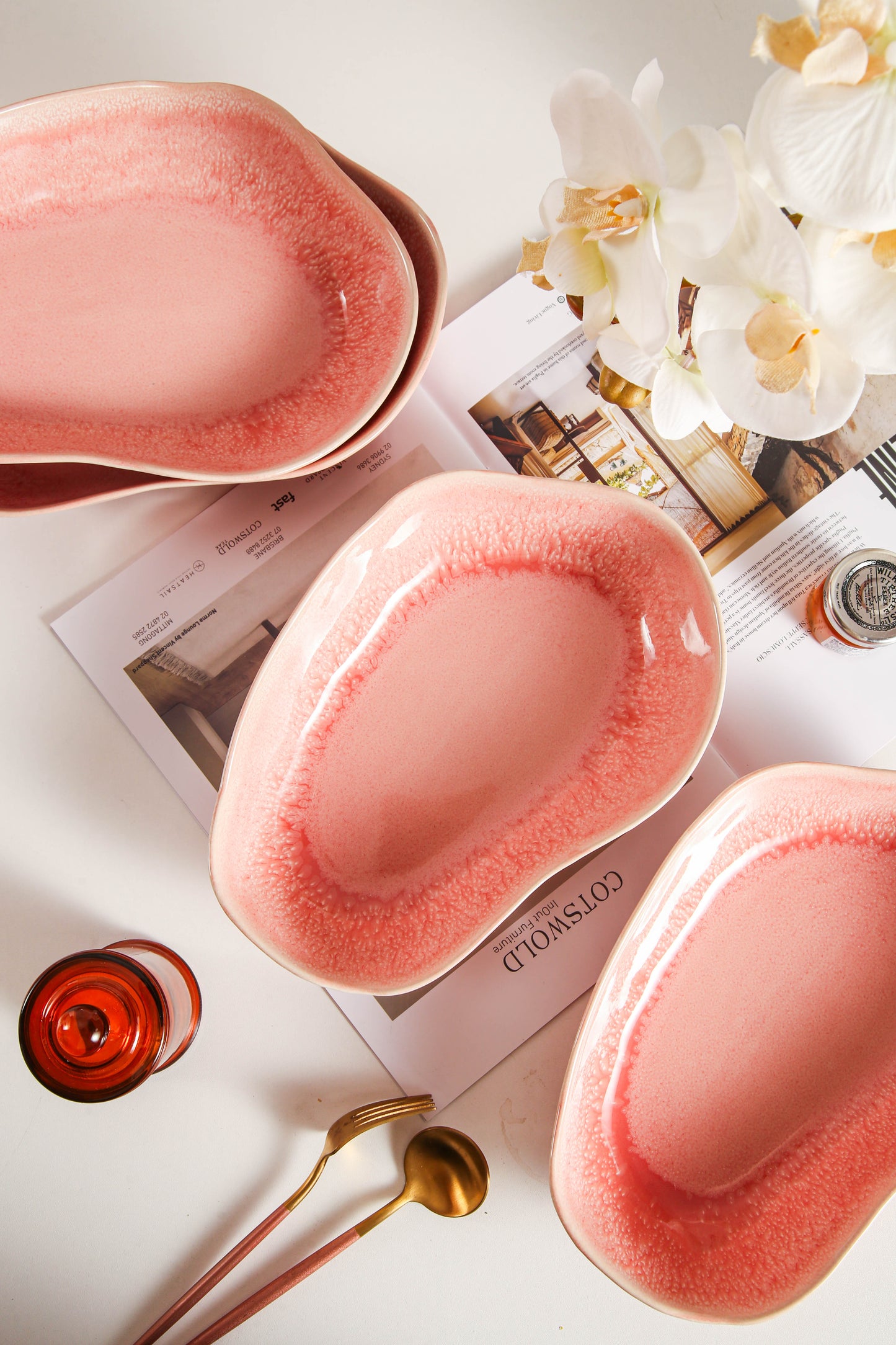 Rose Pink Organic Oval Plate Set
