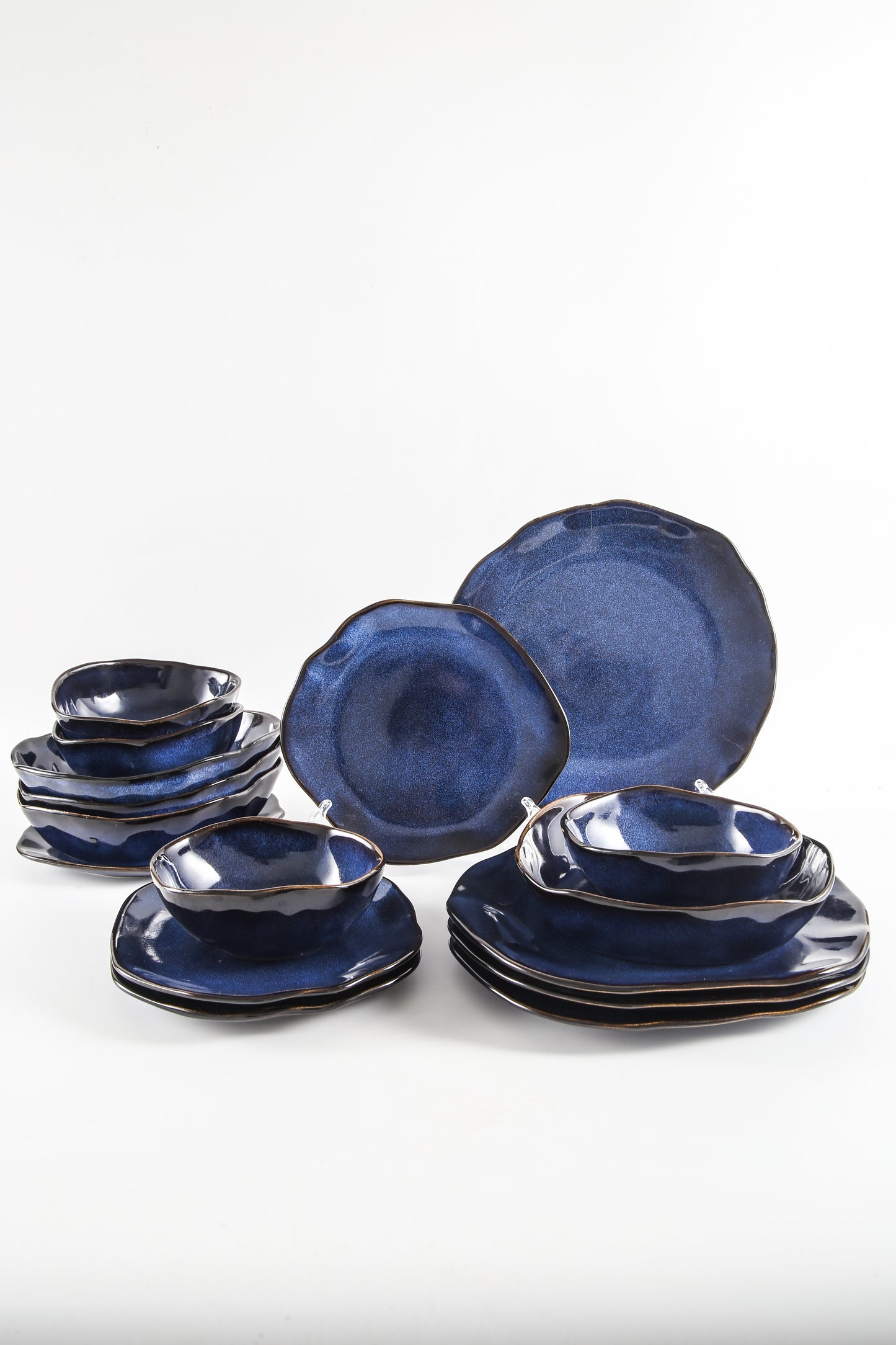 16-Piece Stoneware Set- Ocean Blue