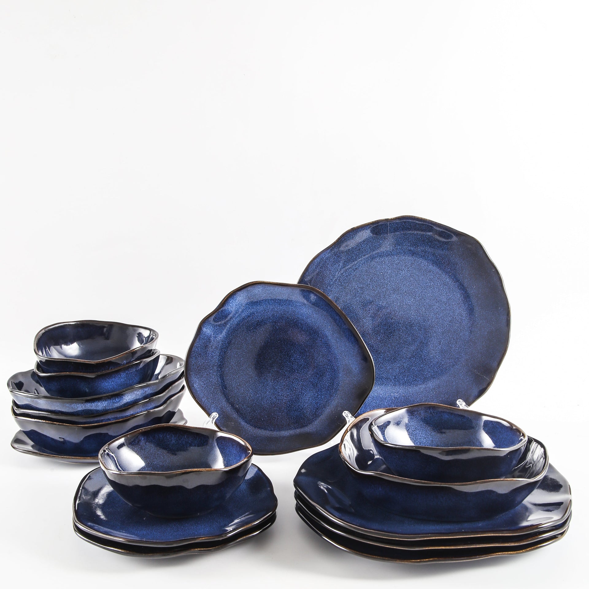 Decosignature 16-Piece Stoneware Set- Ocean Blue