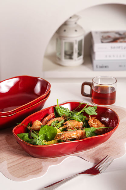 Garnet Rouge Organic Oval Plate Set
