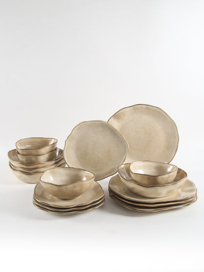 16-Piece Stoneware Set-Crema