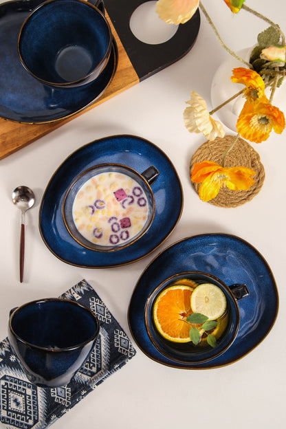 8-Piece Large Cup & Saucer Set-Ocean Blue