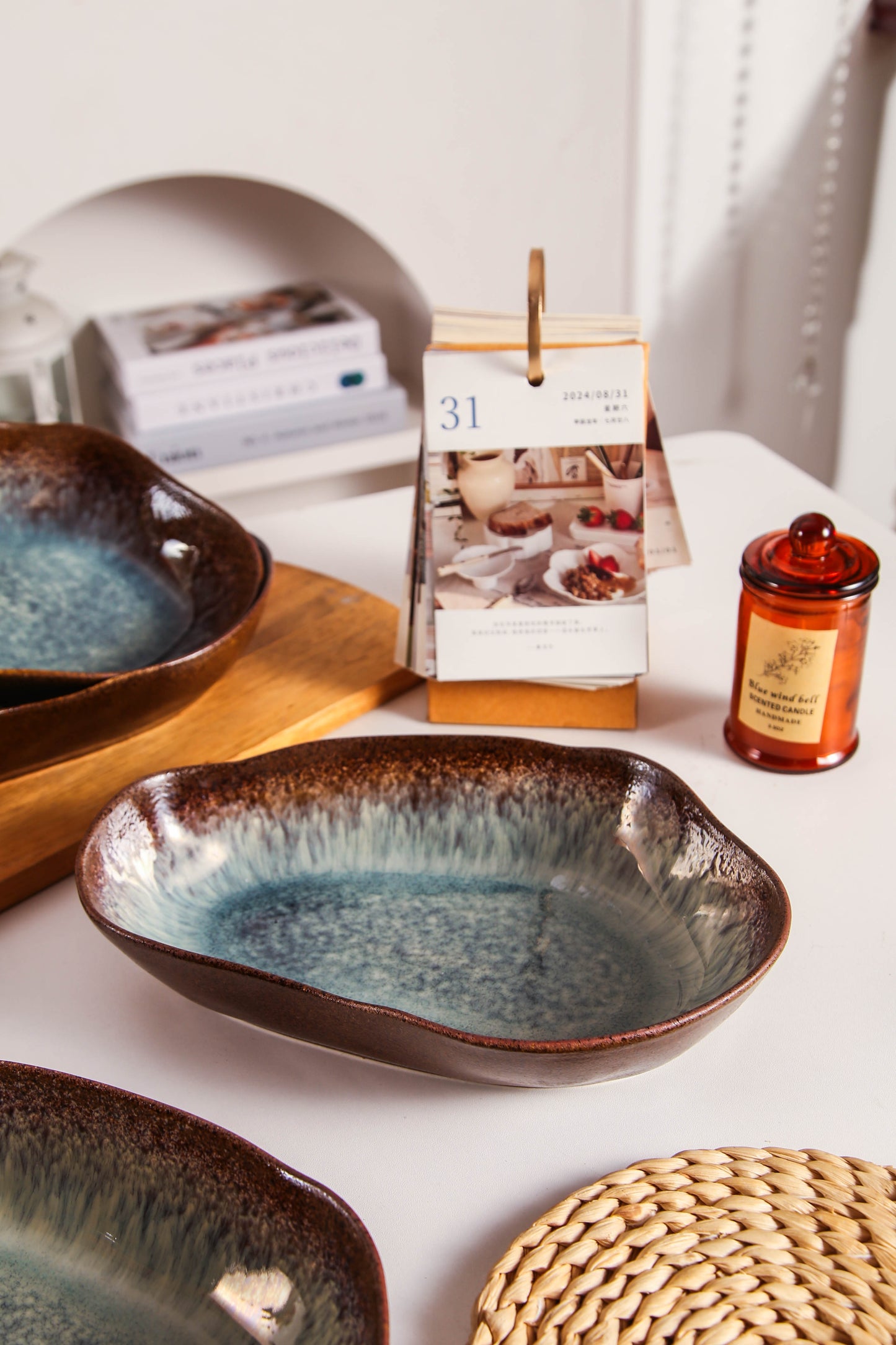 Espresso Stone Organic Oval Plate Set
