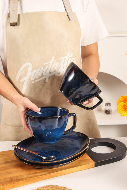 8-Piece Large Cup & Saucer Set-Ocean Blue