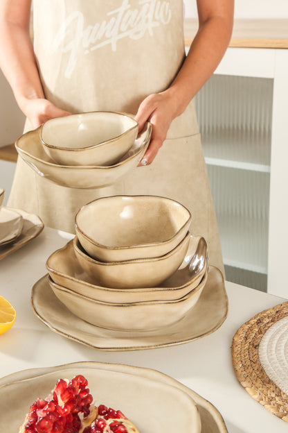 16-Piece Stoneware Set-Crema