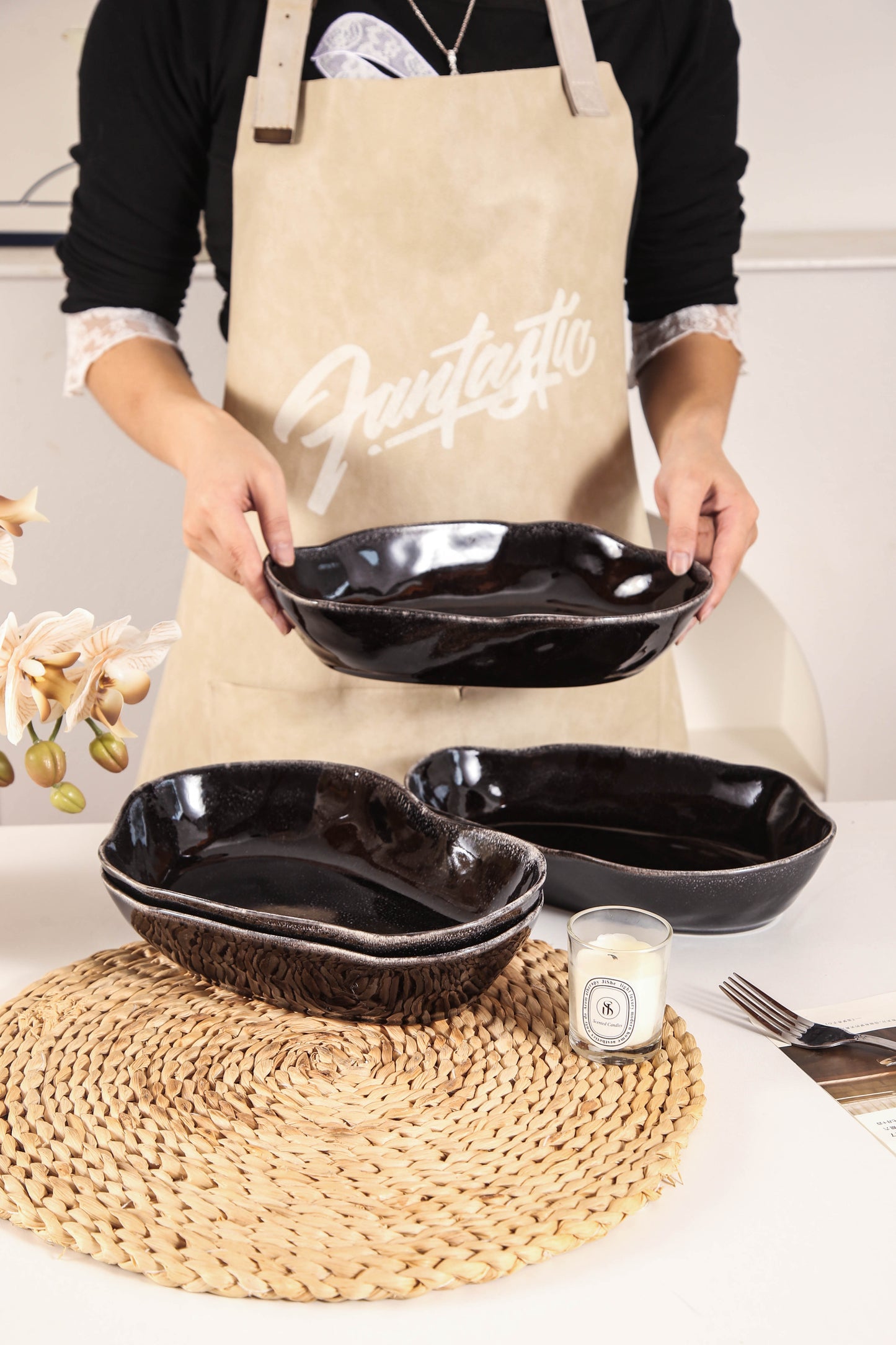 Imperial Onyx Organic Oval Plate Set