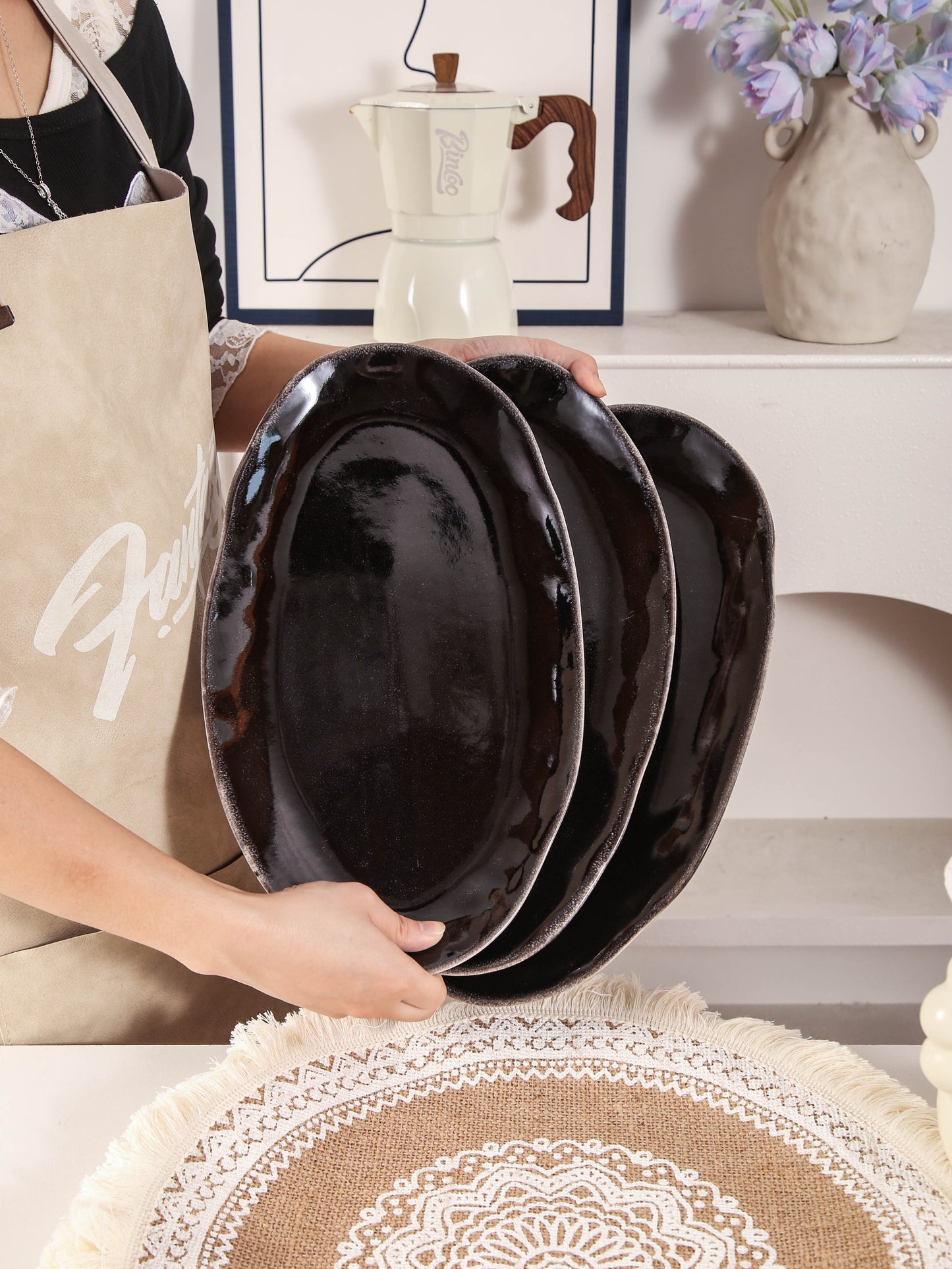 Imperial Onyx Organic Serving Platter Set