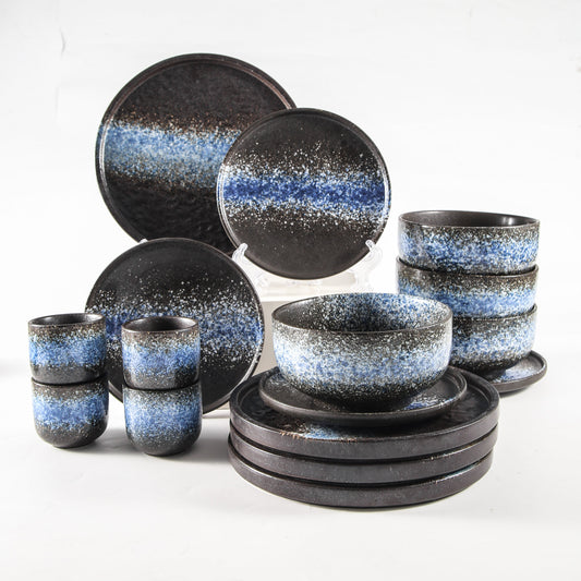 Iroha 16-Piece Blue Stoneware Set