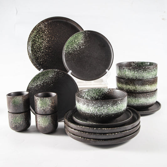 Iroha 16-Piece Green Stoneware Set